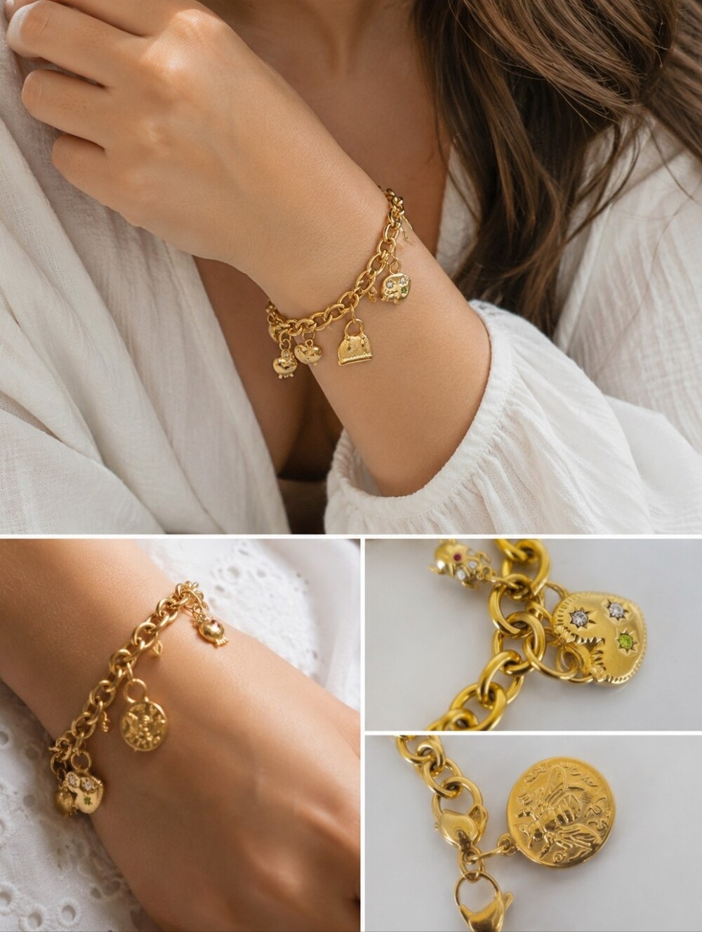 ✨️ 18K Gold-Plated Stainless Steel Charm Bracelet.